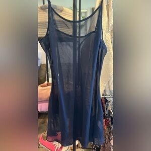Navy mesh slip dress